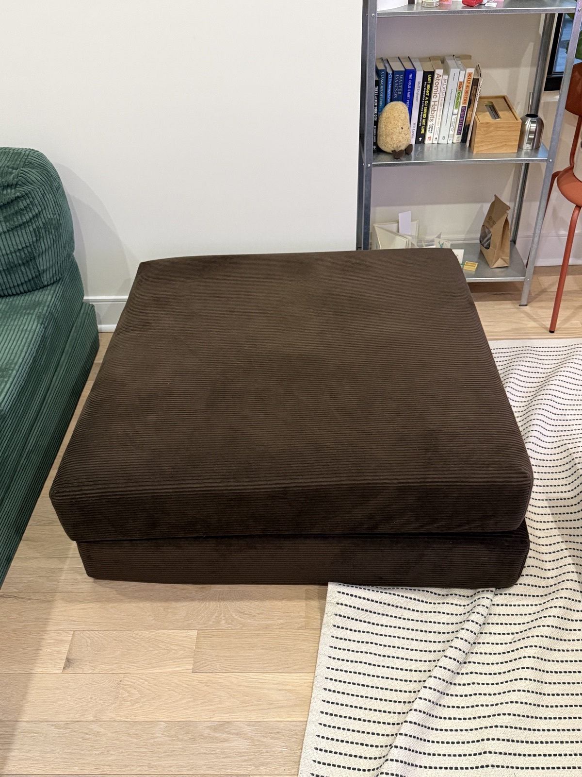 Brown Corduroy Ottoman / Floor Cushion